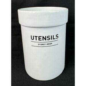 West Elm Utility Stoneware Collection Kitchen Utensils Holder 7" Tall READ NOTE